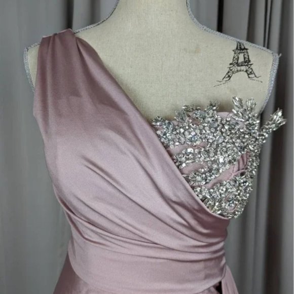 Portia & Scarlett One Shoulder Dress Mauve Purple Size 6 - Picture 2 of 4